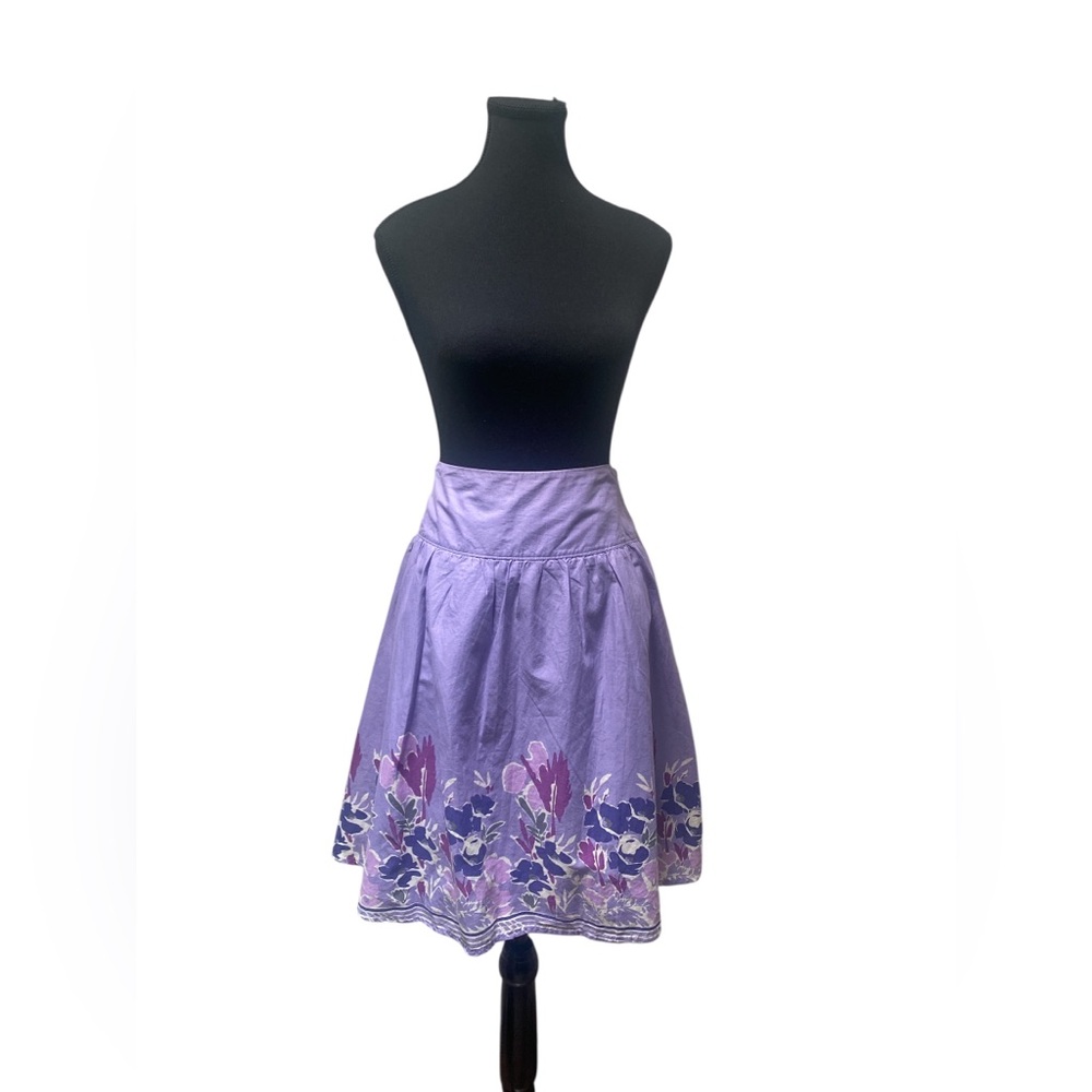 Hillard & Hanson Purple Floral A-Line Skirt EUC 2